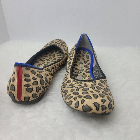 Rothy's The Flat Leopard Animal Print Knit Fabric Slip On Womens Shoes Size 8 - Picture 7 of 9